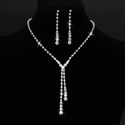 Women's Necklace Earrings Set Zircon Dangle Earrings Set Exquisite Wedding Party Jewelry Set for Anniversary Mother's Day Gift