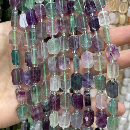 Natural Stone Flat Rectangle Amethyst Lapis Lazuli Quartz Apatite Spacer Beads For Jewelry Making Diy Bracelet Accessorie 8*12MM
