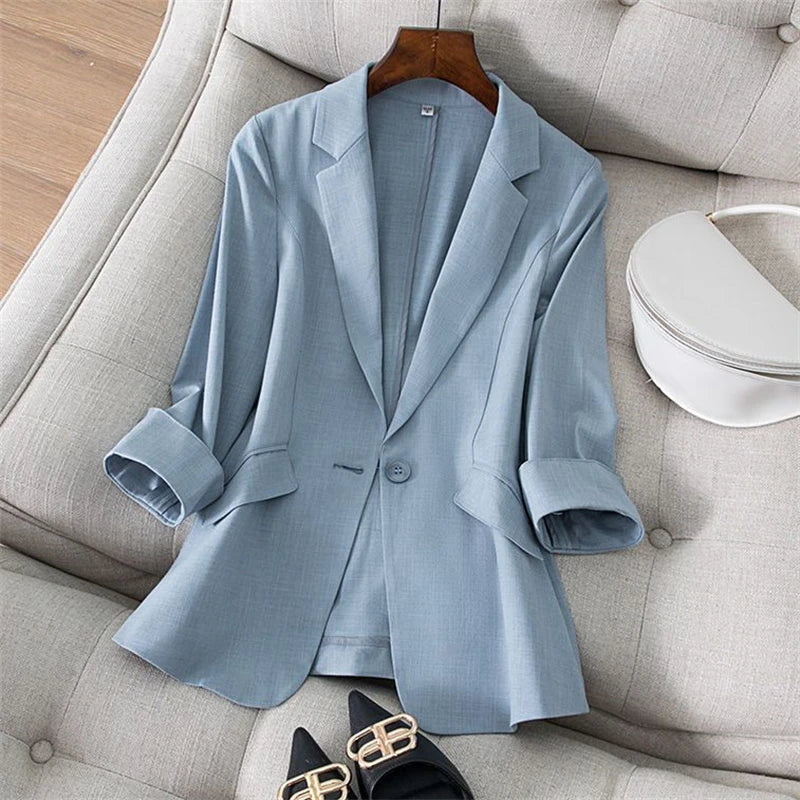 2026 Spring Summer New Temperament Versatile Large Size Women's Small Blazer Coat Loose Elegant FemaleThin  Blazer Jacket 4XL