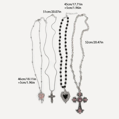 Y2K Sweet Cool Girl Personalized Creative Cross Love Pendant Necklace, Suitable for Daily Wearing