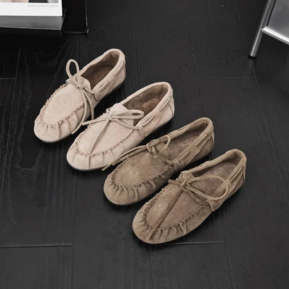 AIYUQI Women Loafers British Style 2026 New Genuine Leather Beanie Shoes Women Flat Non-slip Vintage Slip-on Moccasins For Women