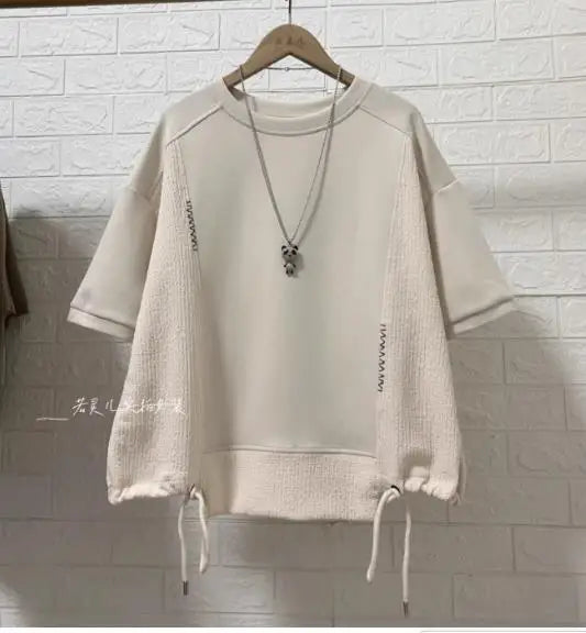White Hoodie Women Long Sleeve Drawstring Casual Sweatshirts
