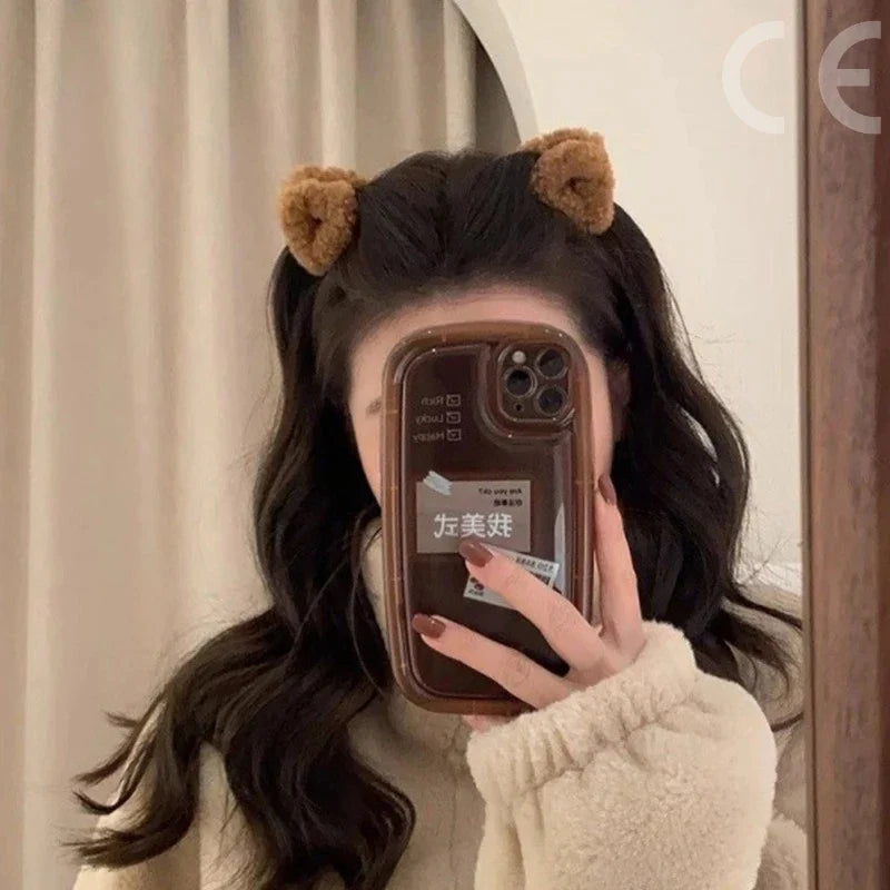 2Pcs Plush Cat Ears Shape Hair Clips Women Sweet Cute Beige Duck Beak Clip Hairpin Fashion Girls Headwear Hair Accessories