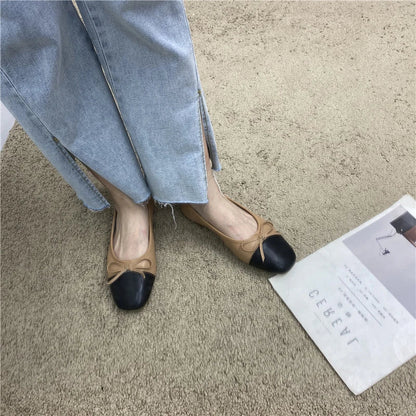 Large Size 44 45 46 47 48 Flat Shoes Women's Spring  Autumn Bow New Square Toe Shallow Ladies Shoes loafers women zapatos mujer