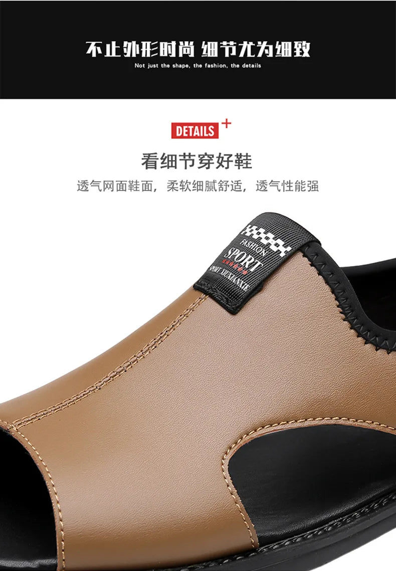Brand Man Sandals Designer Fashion Leather Casual for Men Summer Comfortable Beach Slippers Outdoor Non-slip Men Sandalias 2026