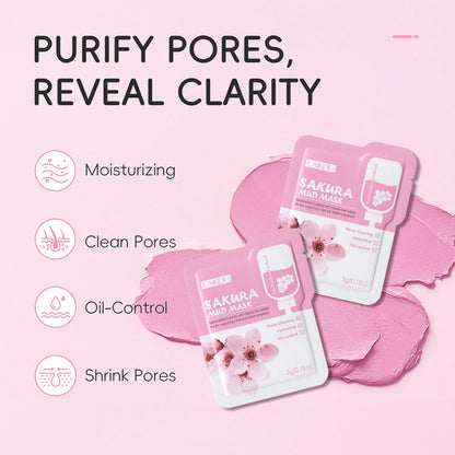 LAIKOU Japan Sakura Clay Mud Mask Hydrating Gentle Cleansing Refreshing Oil Balancing Daily Facial Skin Care Mask 5g