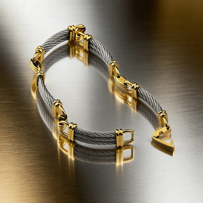 Unisex Stainless Steel Cable Bracelet: Designer-Inspired Twisted Cable, Classic and Elegant, with a Stainless Steel Clasp