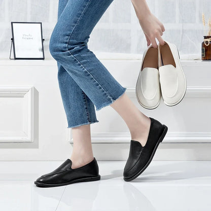 AIYUQI Loafers Women 2026 New Spring Round Toe One Foot Slip-on Shoes Women Genuine Leather Soft Flats Shoes Women