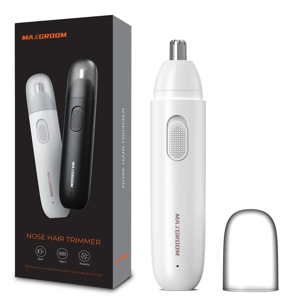 MAXGROOM Nose Hair Trimmer for Men Rechargeable 360 Rotating Dual-Blade Electric Shaver Eyebrows Nose Hair Trimmer Painless Safe