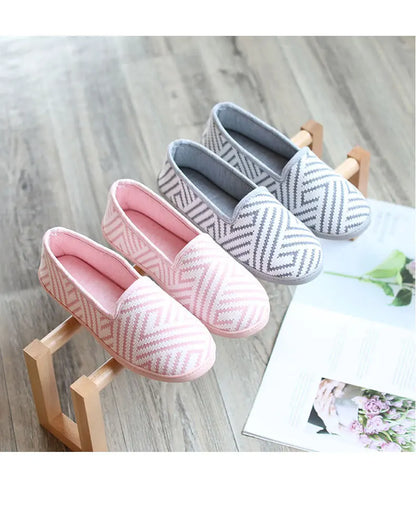 New 2026 Spring Autumn At Home Thermal Anti-Skid Slippers Women's Knitted Indoor Slippers Soft Outsole House Shoes