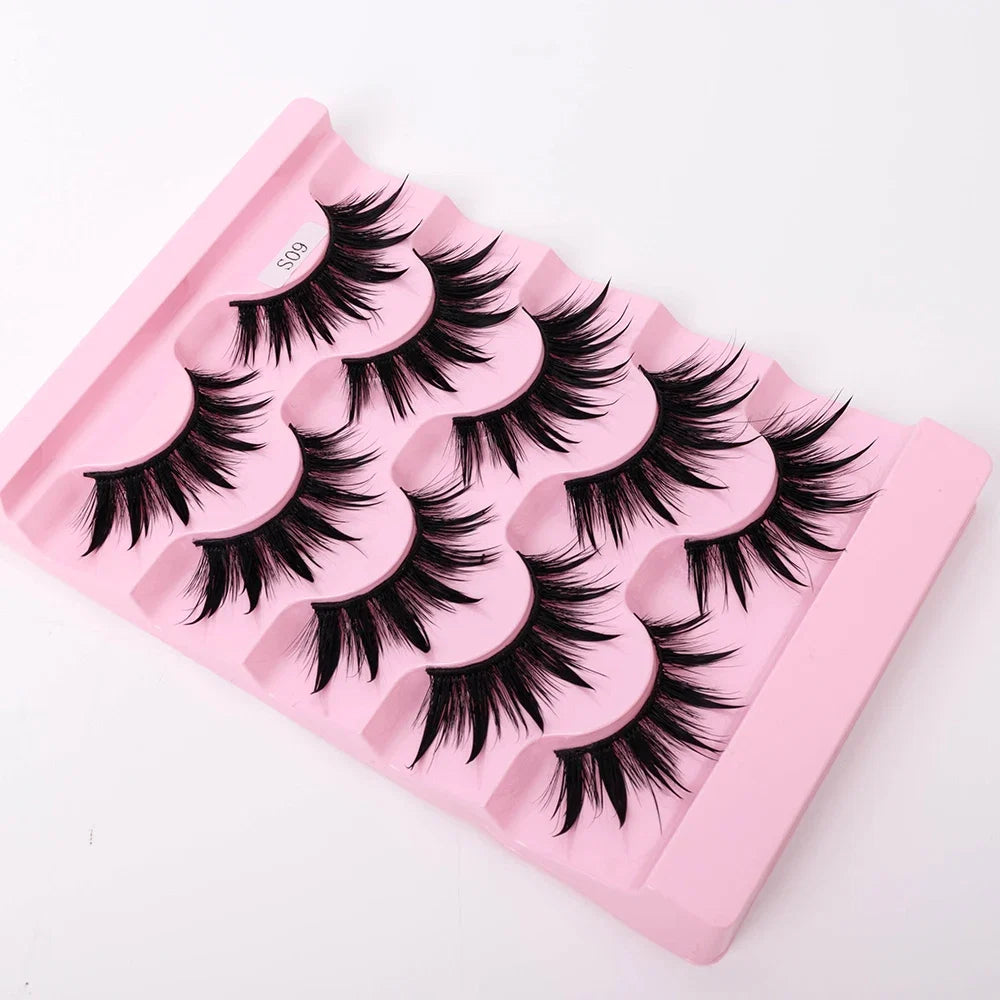 Yiernuo 1/5 Pairs Cosplay Anime Eyelashes Manga Lashes Dramatic Fairy Clusters Lashes Wet Look Lashes