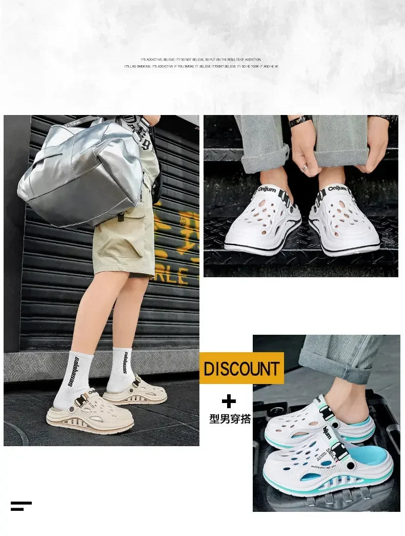 2026 New Men's Holes oes Summer Thi Bot Anti-Slip Driving Beach Slippers Spor Casual EVA Injection Moulding Footwear