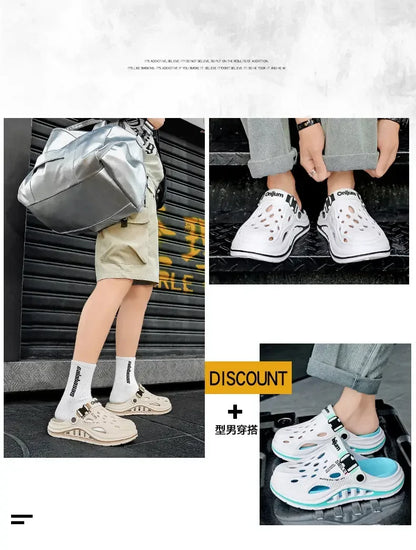2026 New Men's Holes oes Summer Thi Bot Anti-Slip Driving Beach Slippers Spor Casual EVA Injection Moulding Footwear
