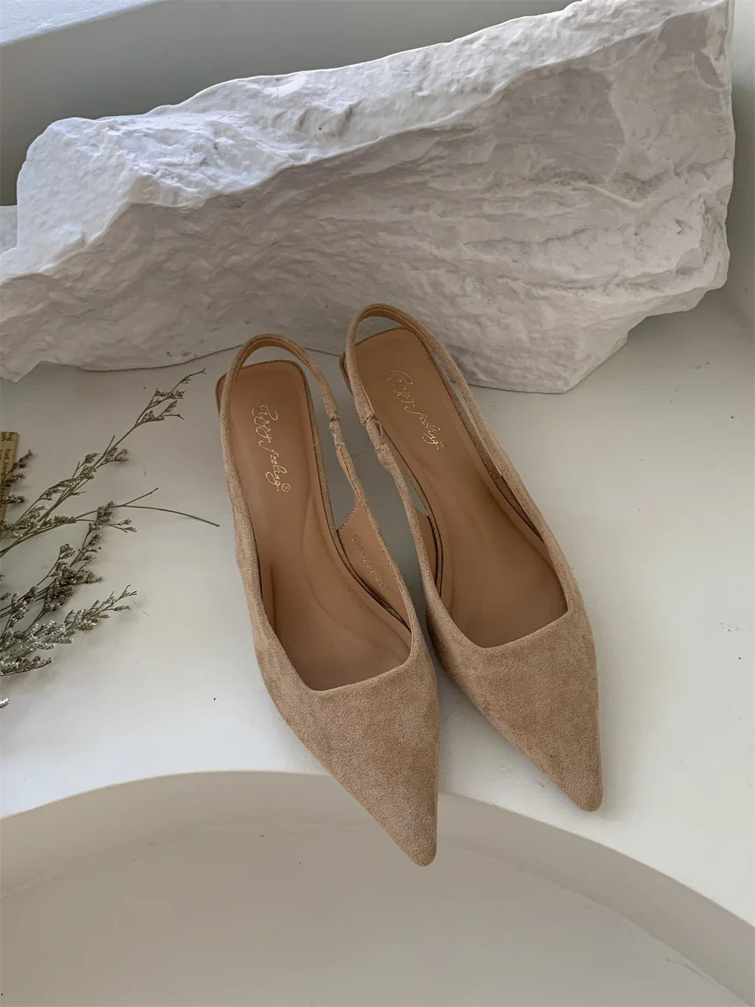 Bailamos Women Sandals Pointed Toe Elegant Low-heel Shoes Summer Fashion Slingback Woman Mules Shoes Pumps Dress Shoes