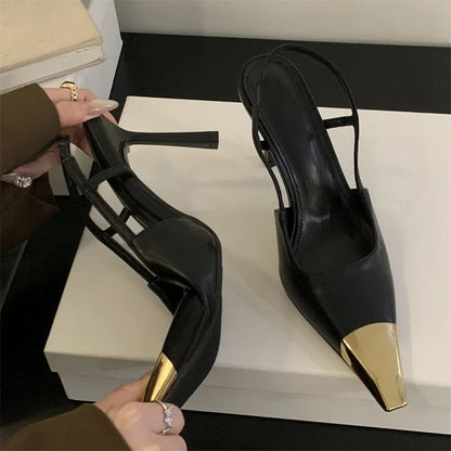 Eilyken Street Style Pointed Toe Women Pumps Fashion Slingbacks Thin High Heels Elegant Stripper Prom Ladies Sandals Shoes