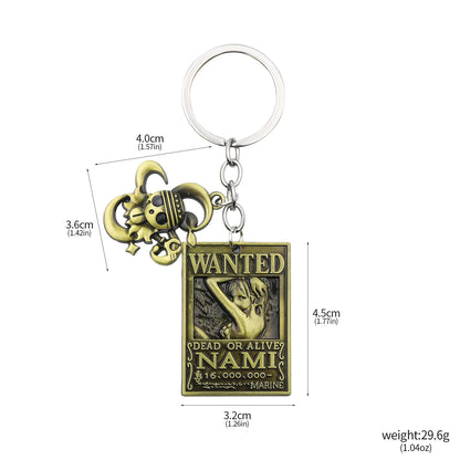 One Piece Luffy Straw Hat Keychain Rotatable Zoro Skull Metal Pendant Role-Playing Decorative Accessories Fan Jewelry Gift