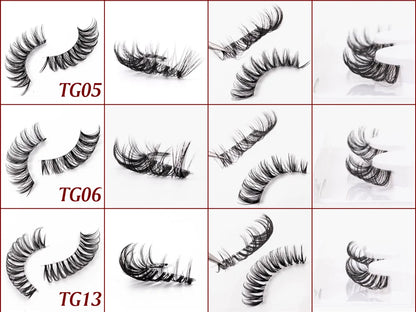 Yiernuo 1/5 Pairs Long Transparent Band Vegan Eyelash D Curl Russian Eyelashes Clear Band Lashes Invisible Band Lashes
