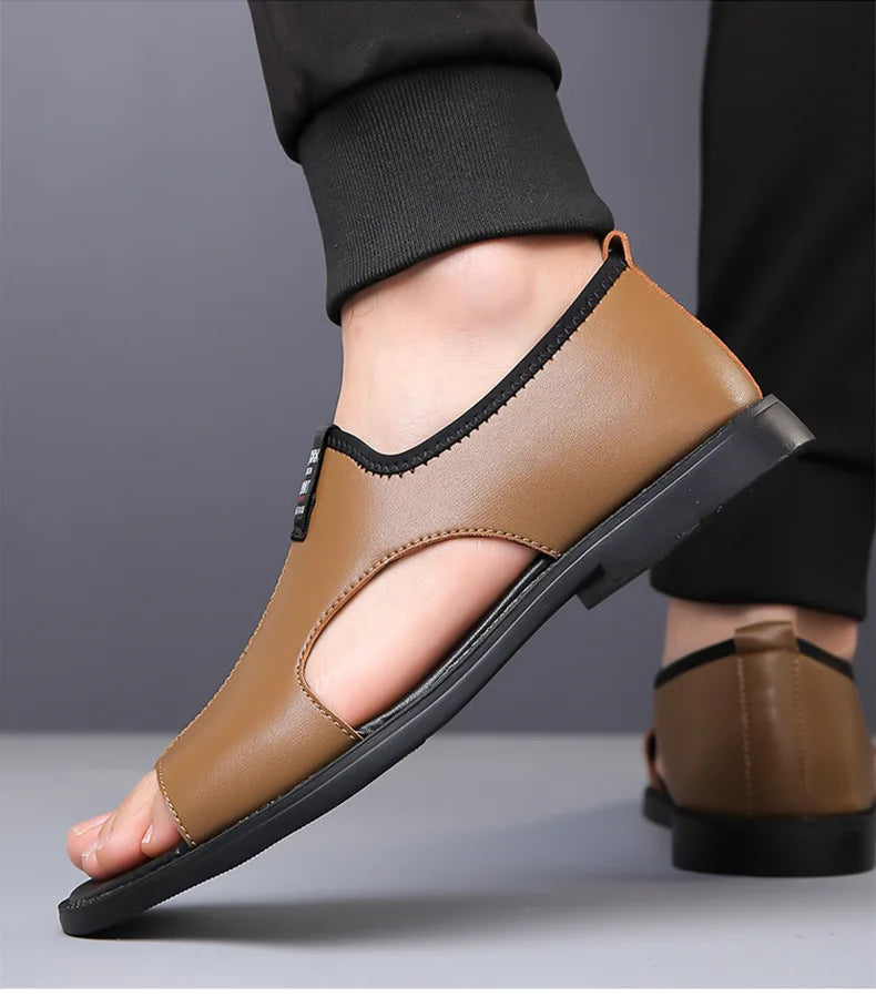 Brand Man Sandals Designer Fashion Leather Casual for Men Summer Comfortable Beach Slippers Outdoor Non-slip Men Sandalias 2026