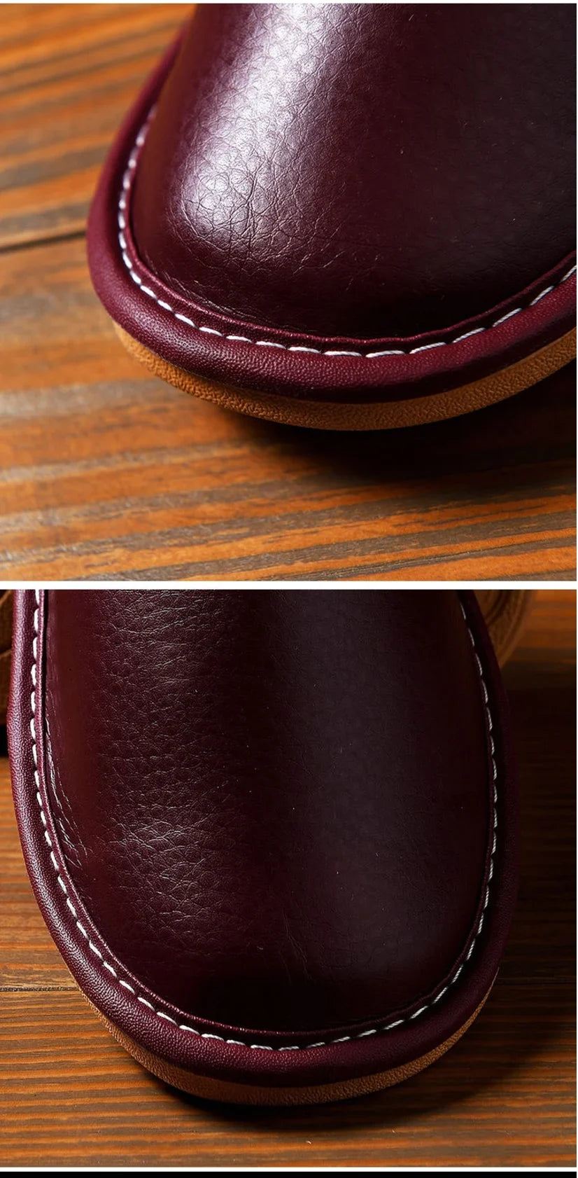 Luxury Men Leather Handmade Women Home Slippers Autumn Winter Plush Slip on Soft Black Brown Bedroom Indoor Flat Men Shoes