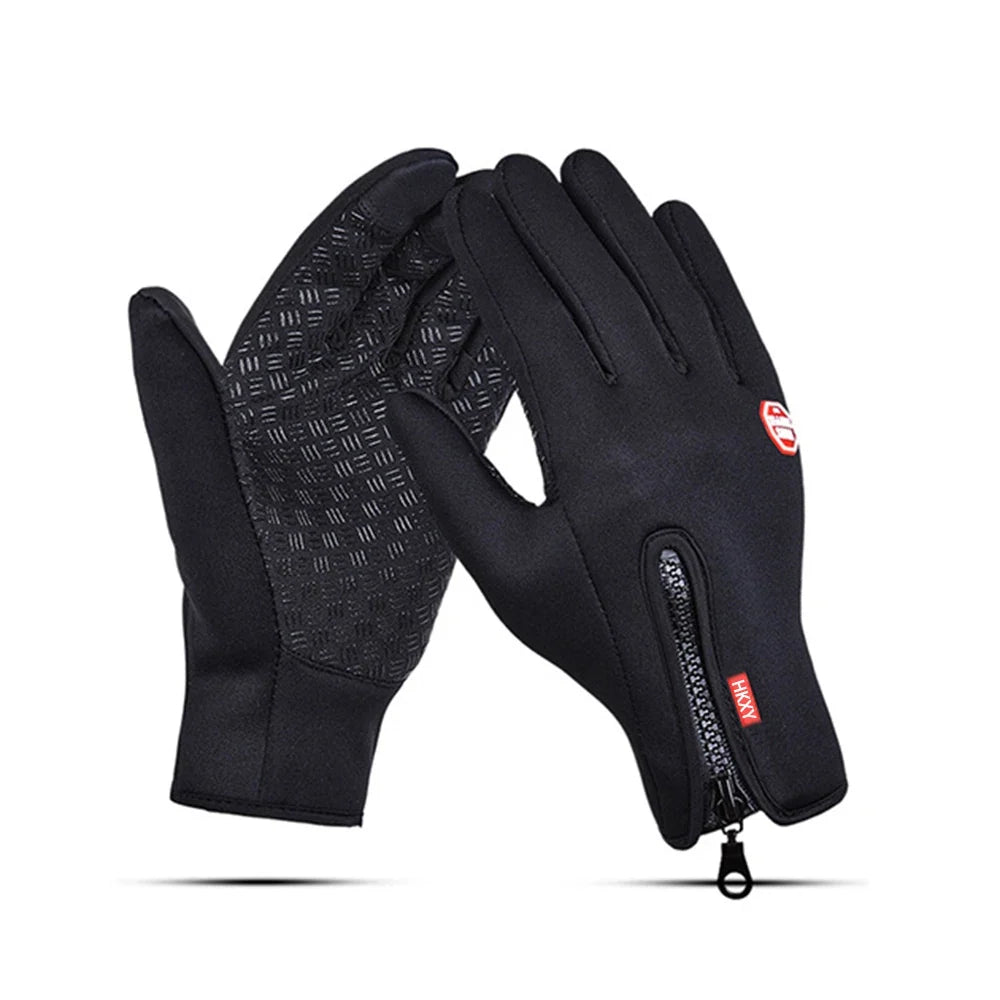 Winter Cycling Gloves Men Women Motorcycle Fleece Sport Zipper Autumn Touch Screen Warm Water-Repellent Windproof Non-slip Glove