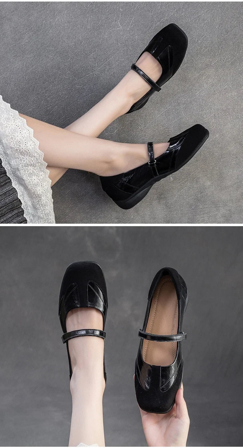 DRKANOL 2026 Women Genuine Leather Flat Shoes Summer Shallow Sheepskin Hook And Loop Casual Loafers Ladies Low Heel Single Shoes