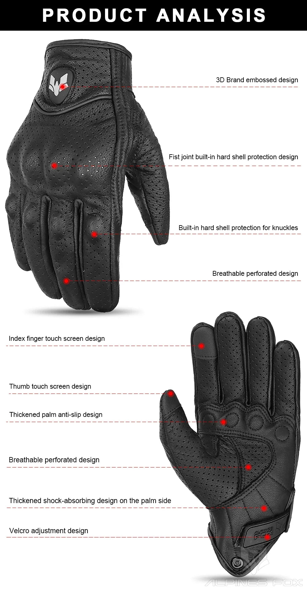 2023 Summer New Vintage Leather Motorcycle Gloves Men Black Wear-resistant Guantes Touchscreen Anti-slip Retro Motobiker Luvas