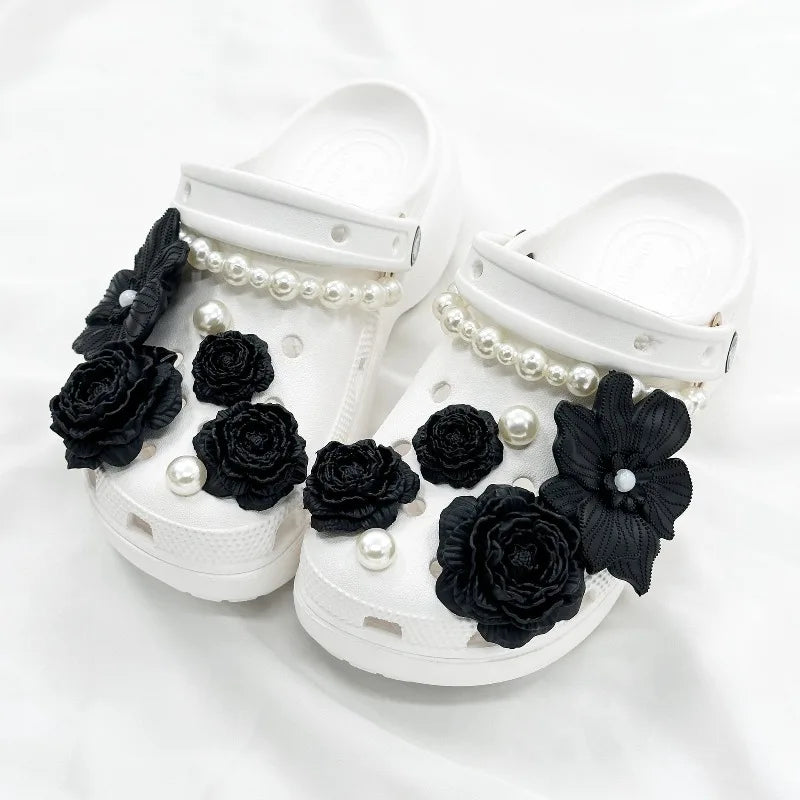 Cute Shoe Charms Set DIY Flower Hole Shoe Buckle Shoes Accessories 3D Flower Bouquet Bone White Hole Shoe Decorations For Women