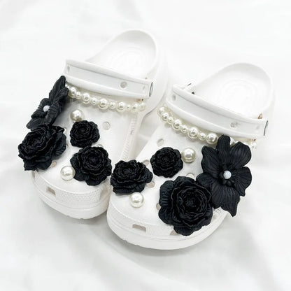 Cute Shoe Charms Set DIY Flower Hole Shoe Buckle Shoes Accessories 3D Flower Bouquet Bone White Hole Shoe Decorations For Women