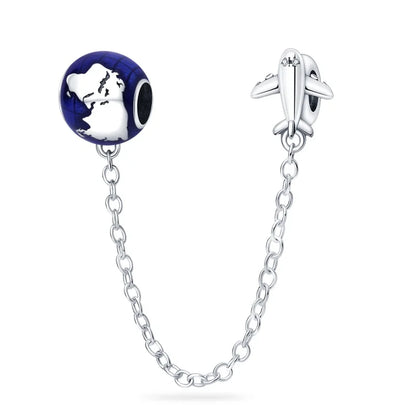 S925 Silver Plated Star Moon Safety Chain Charms Beads Fit Original Bracelet Fine DIY Birthday Jewelry