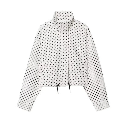 MUJER Polka Dot Bomber Jackets for Women Oversized Cropped Jacket Woman Long Sleeve Women's Jacket Fashion Winter Coat Female