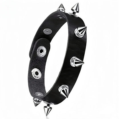 3Pcs/Set Vintage Emo Bracelets 3 Row Cuspidal Spikes Rivet Stud Wide Cuff PU Leather Punk Black Gothic Rock Unisex Accessories
