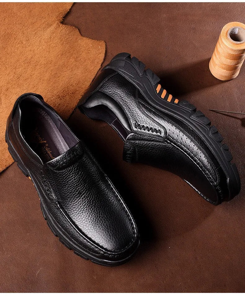 Autumn Genuine Leather Men's Casual Business Leather Shoes Lightweight Breathable Anti Slip Casual Leather Shoes Men Shoes