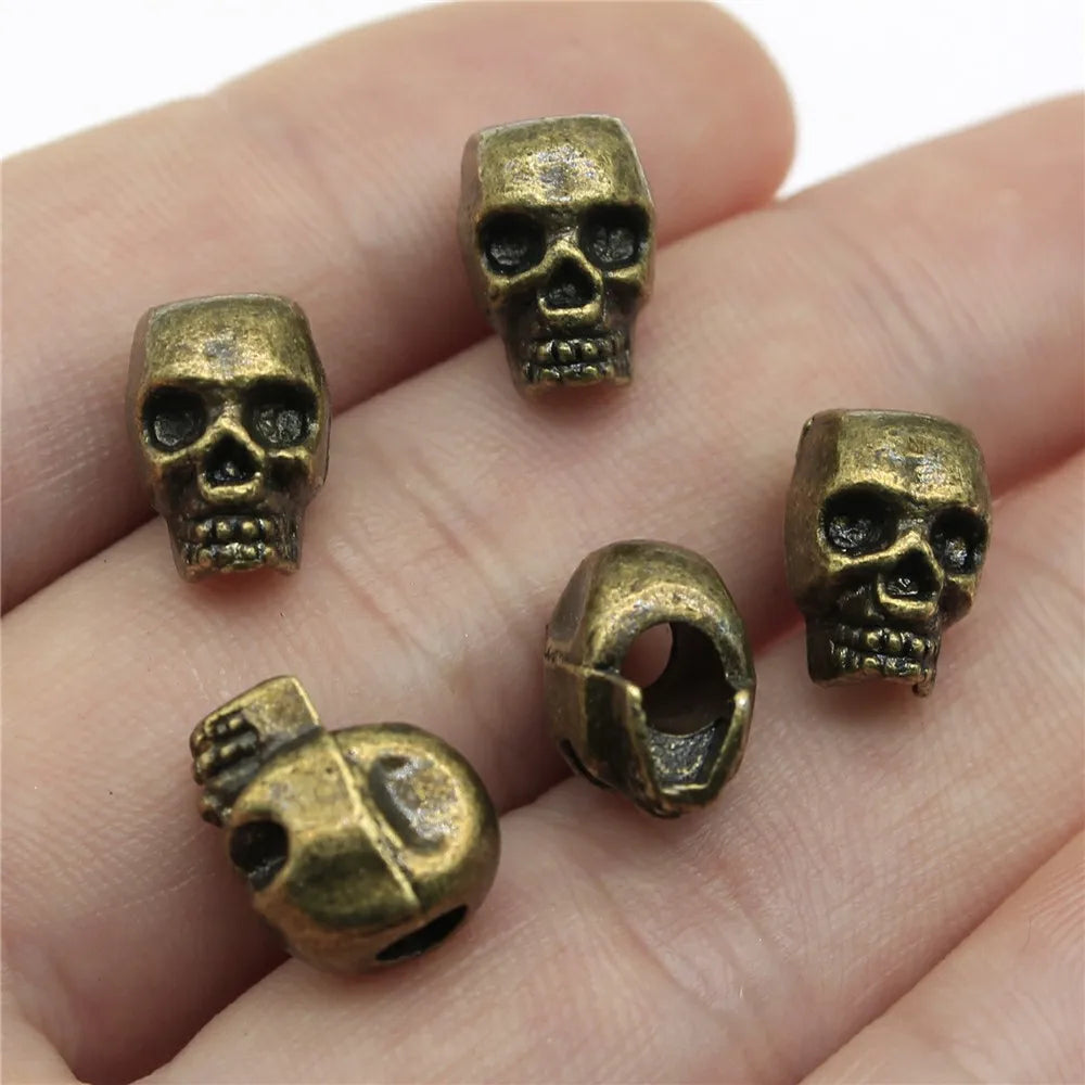 10pcs Skull Beads Beard Loose Beads Spacer Beads Fit Beards Or Hair Decorations Accessories Braid Dreadlock Tube Rings