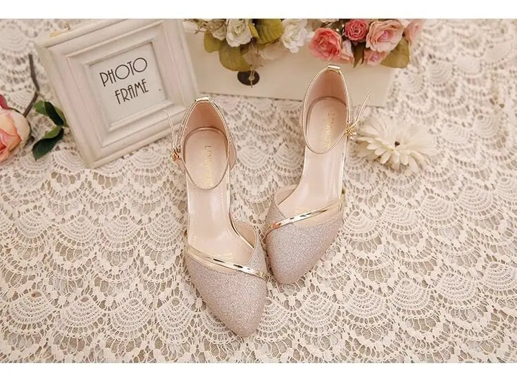 Fashion Spring and Summer Black High-heeled Shoes Women's High-quality Silver Wedding High-heeled Shoes Women's Gold Party Pump