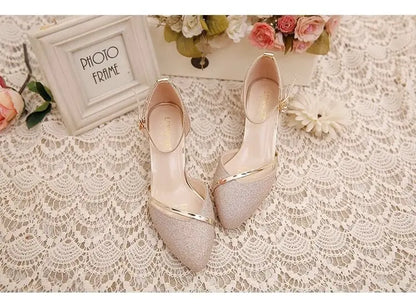 Fashion Spring and Summer Black High-heeled Shoes Women's High-quality Silver Wedding High-heeled Shoes Women's Gold Party Pump