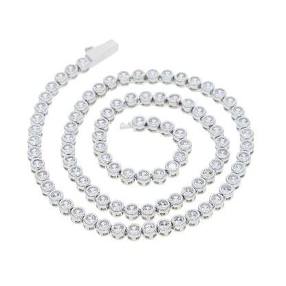 Geometric High Quality Fashion Women Jewelry Bezel Set Round Shaped Tennis Chain Bracelet Necklace Set