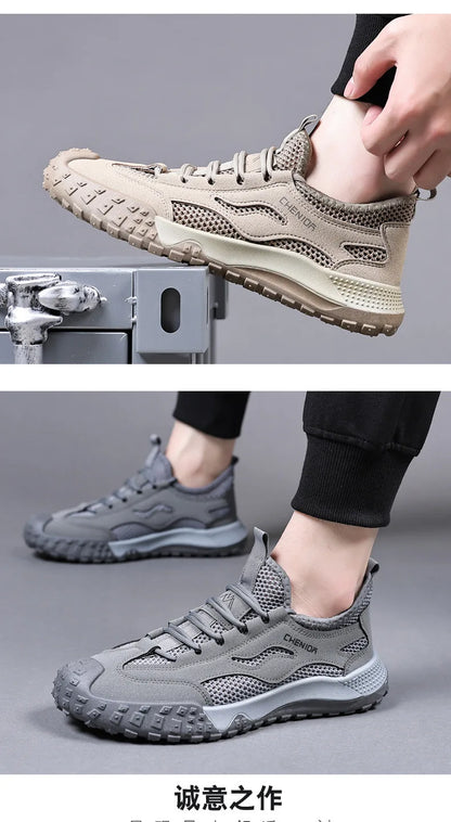 Oulylan Men's Summer Breathable Hollow Mesh Wading Shoes 2026 Outdoor Hiking Climbing Non-Slip Sport Sneakers Size 39-44
