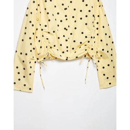 Women's Polka Dots Jacket with Tie New 2026 Spring Long Sleeve High Collar Loose Women Versatile Short Coats Chic Female Jackets