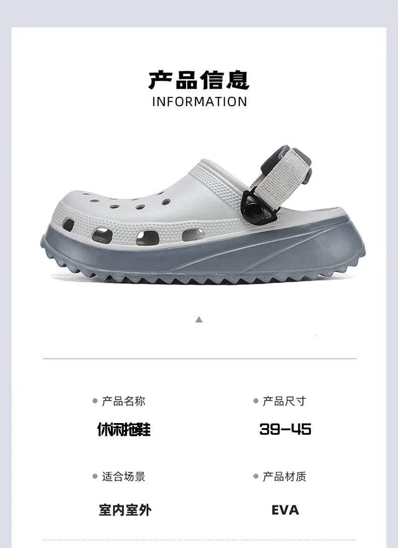 Casual Clogs Men 2026 New Trendy Summer Beach Sandals for Men Thick-bottom EVA Garden Shoes Closed-toe Fashion Slippers for Men
