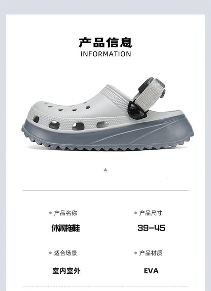 Casual Clogs Men 2026 New Trendy Summer Beach Sandals for Men Thick-bottom EVA Garden Shoes Closed-toe Fashion Slippers for Men