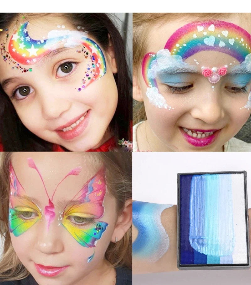 50g Facial and Body Paint Palette,Non-Toxic Rainbow Water-Soluble Body Paint for Rainbow Festival,Cosplay,Party,Art,Stage Makeup