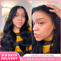 180-220% Density 16-40 Inch Natural Black 13x6 13x4 HD Transparent Lace Front Wigs Human Hair Body Wave Water Wave Brazilian Transparent Lace Frontal Wig For Women Human Hair Black Wigs Pre-Plucked Prebleached  Promotional Sale Suitable Parties Gatherings