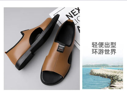 Brand Man Sandals Designer Fashion Leather Casual for Men Summer Comfortable Beach Slippers Outdoor Non-slip Men Sandalias 2026