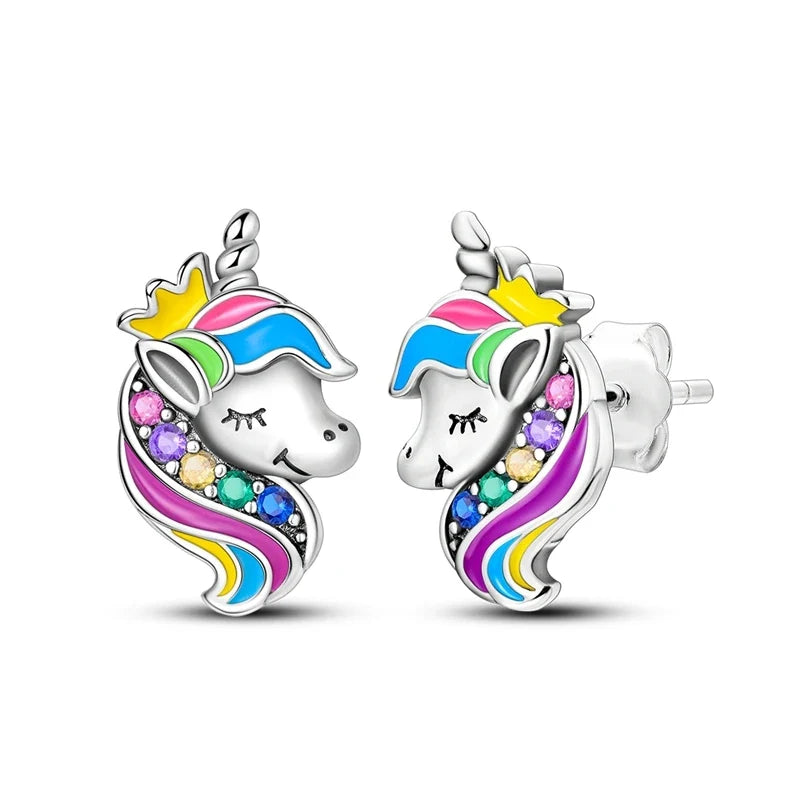 Original 925 Sterling Silver Colorful Cute Animal Pet Stud Earrings For Women Collocation For Girlfriend Birthday Gift