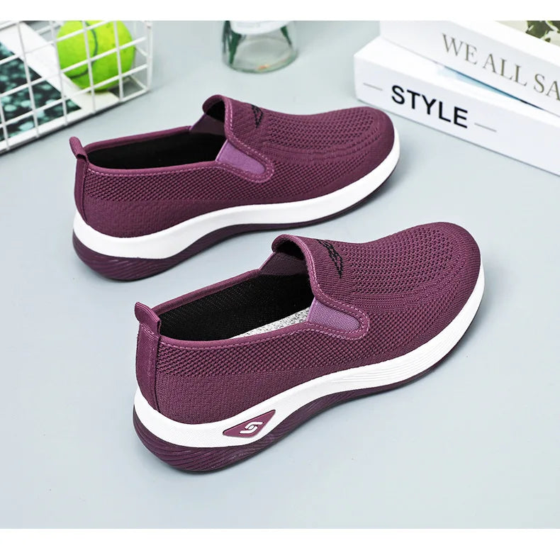 Women's Shoes Spring and Autumn New Mesh Breathable Casual Shoes Outdoor Lightweight Non-slip Wedge Heel Thick-soled Sneakers