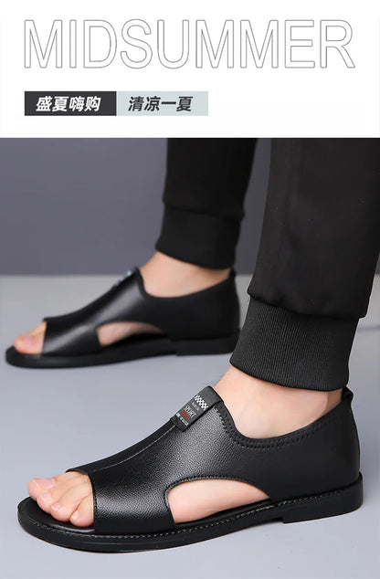 Brand Man Sandals Designer Fashion Leather Casual for Men Summer Comfortable Beach Slippers Outdoor Non-slip Men Sandalias 2026