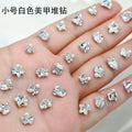 10pc Flash Mini Nail Art Diamond Pile Accessories White Heart Butterfly Fat Square Snowflake Nail Charms DIY Nail Art Decoration