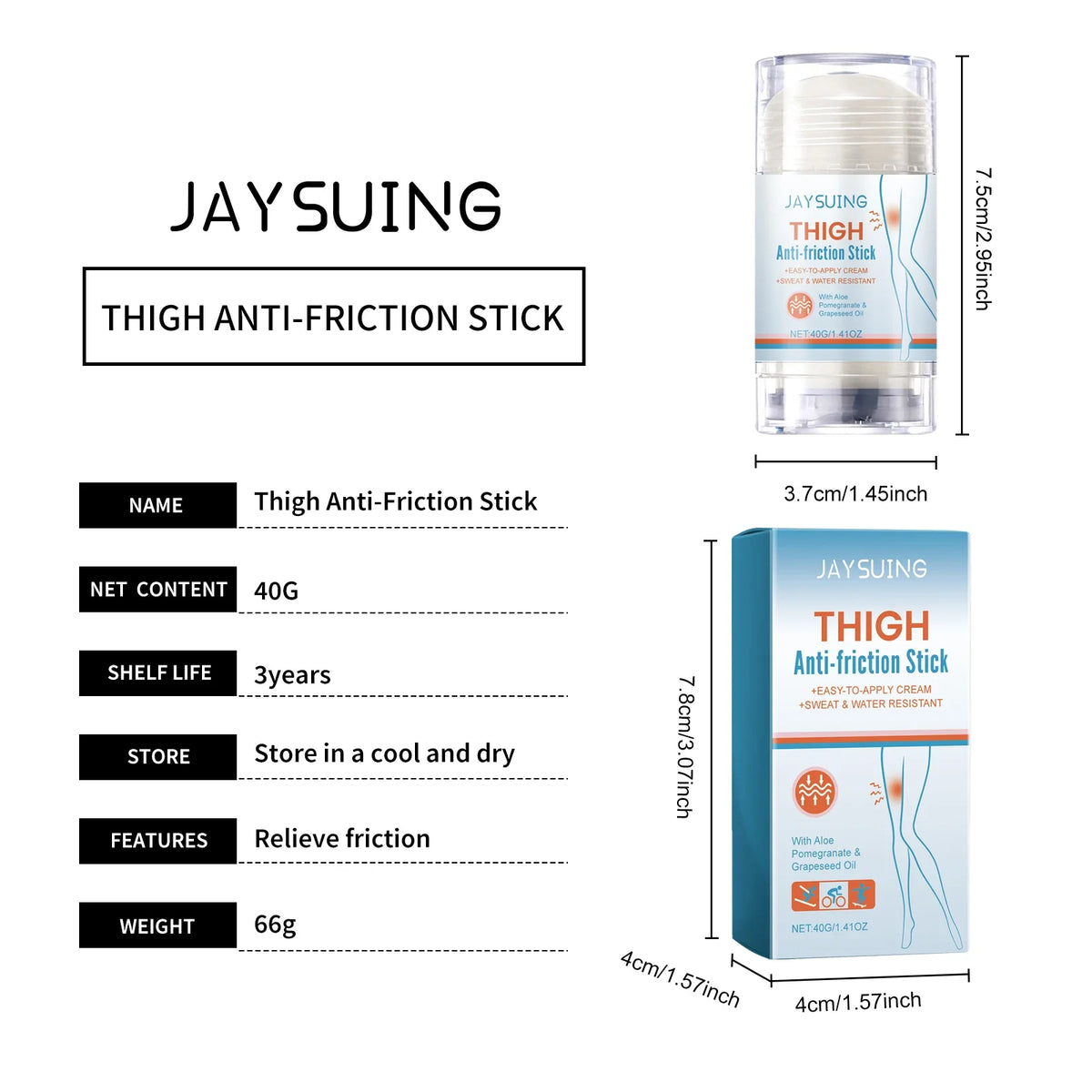 Anti Chafing Stick Running Prevent Arm Chest Thigh Chafing Irritation Aloe Soothe Moisturize Rough Skin Outdoor Anti Chafe Balm