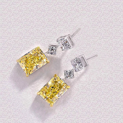 Huitan Newly Designed Women's Dangle Earrings with White/Yellow Cubic Zirconia Elegant Bridal Wedding Earrings Statement Jewelry