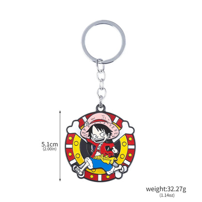 One Piece Luffy Straw Hat Keychain Rotatable Zoro Skull Metal Pendant Role-Playing Decorative Accessories Fan Jewelry Gift
